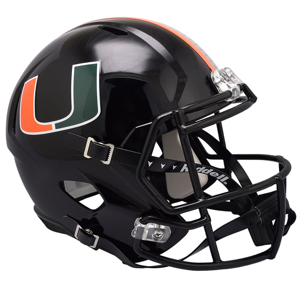 Miami Hurricanes Riddell Speed Replica Helmet - 2024 Glossy Black