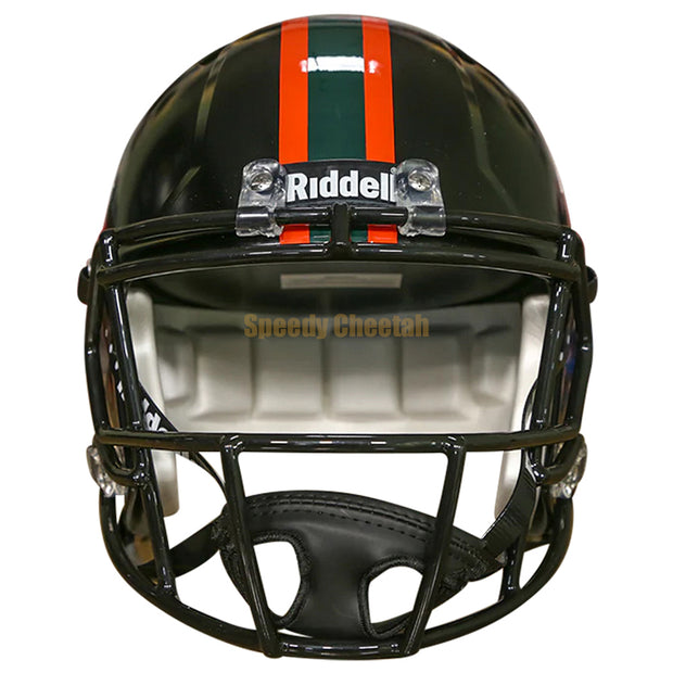 Miami Hurricanes Riddell Speed Replica Helmet - 2024 Glossy Black