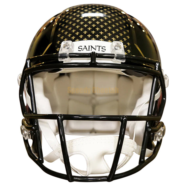 New Orleans Saints Riddell Speed Authentic Helmet - Black Alternate Front View